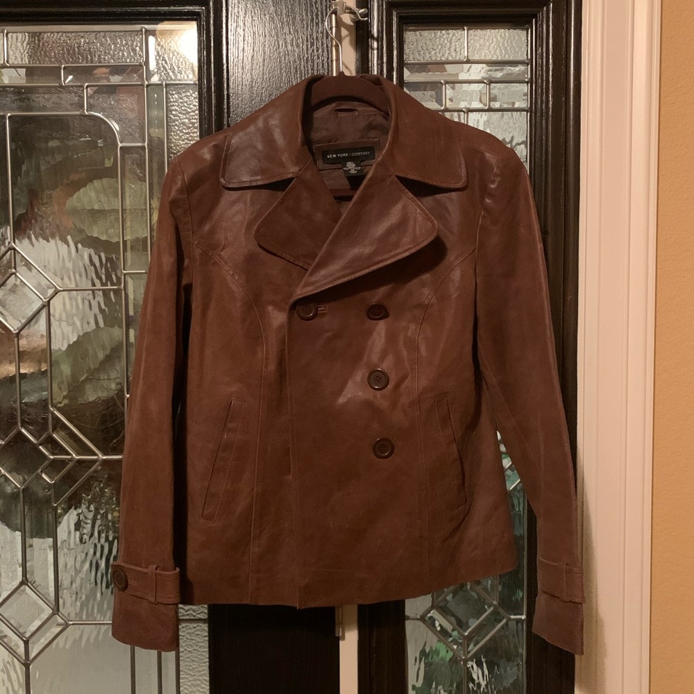Brown genuine leather jacket